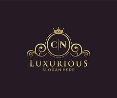 Initial CN Letter Royal Luxury Logo template in vector art for Restaurant, Royalty, Boutique, Cafe, Hotel, Heraldic, Jewelry, Fashion and other vector illustration.
