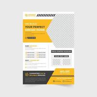 Corporate construction and handyman service promotional template layout with photo placeholders. Real estate home making service poster and flyer design. Creative house renovation flyer design. vector