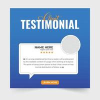 Customer service feedback and client testimonial template design with blue and green colors. Modern business promotion and client feedback layout vector. Customer quote layout with photo placeholders. vector