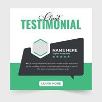 Business client testimonial vector for websites. Customer service feedback template with light green and yellow colors. Customer feedback review or testimonial layout template with quote section.