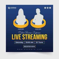 Online business seminars and conference invitation template vector with photo placeholders. Modern webinar and business promotion web banner design. Office conference social media post vector.