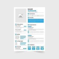 Professional job application and CV attachment template vector with photo placeholders. Corporate resume and CV layout design with red and blue colors. Minimal office resume template for employees.