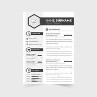 Creative CV template design with employee portfolio layout. Job application and resume layout design with dark color. Professional CV and corporate resume vector for a corporate office job.