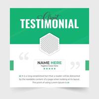 Business client review testimonial with quote section. Customer feedback review or testimonial template. Customer service feedback and work review layout. Client testimonials with photo placeholders. vector