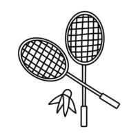 Badminton shuttlecock and rocket. Sports doodle vector illustration isolated. Vector illustration