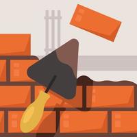 Vector Image Of A Brick Wall And A Shovel