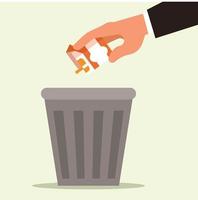 Vector Image Of A Hand Throwing A Box Of Cigarettes In A Trash Bin