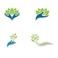 logotipos de la ecología de la hoja del árbol verde vector