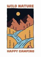 Camping on the mountain nature design for t shirt, sticker, background and other vector