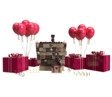 vermelho Rosa cor balão presente casa casa festa arco dourado família pai relação pai mãe filho doce casa feliz juntos celebração aniversário bolo evento conceito verão negócio.3d render png