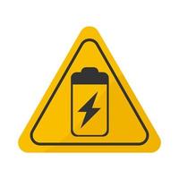 Illustration of an isolated danger signal icon with a battery vector
