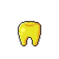 golden tooth in pixel art style vector