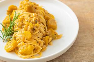 pumpkin spaghetti pasta alfredo sauce photo