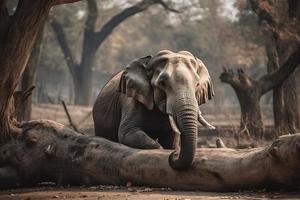 Elephant Resting on A Branch photo