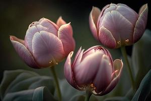 pink tulips macro photo