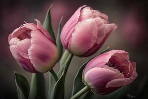 pink tulips macro photograph photo