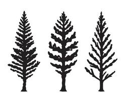 Black Pine Tree Silhouette vector. vector