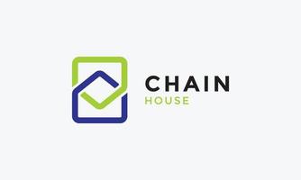 Logo vector minimalist design house chain property link connection architecture concept