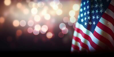 American flag with bokeh background photo