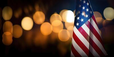 American flag with bokeh background photo