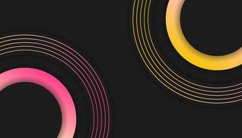 Vector illustration of a modern and minimalist 3D abstract black background with a purple gradient and neon glow. Futuristic design, geometric shapes, circles, and lines, perfect for electronic music