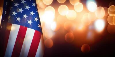 American flag with bokeh background photo