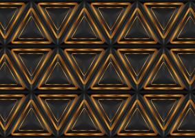 Black abstract tech background with golden triangles vector