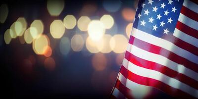 American flag with bokeh background photo