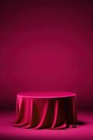 Empty podium covered with red cloth photo