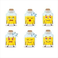 Cartoon character of yellow potion with sleepy expression vector