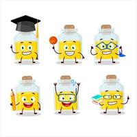 School student of yellow potion cartoon character with various expressions vector