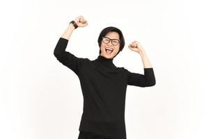 Yes Excited and Celebration gesture Of Beautiful Asian Man Isolated On White Background photo