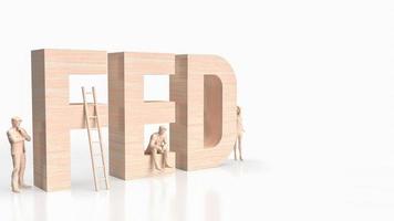 The wood tex fed and figure on white background 3d rendering photo