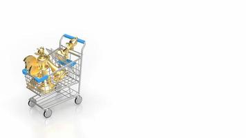 The gold chess in shopping cart on white Background 3d rendering photo