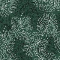 Monstera leaves outline seamless pattern. beautiful green seamless pattern vector