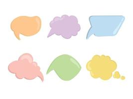 A set of colored message clouds. Pop-up message bubbles. Set of isolated vector message clouds. Cute colored message clouds.
