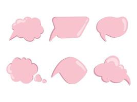 Set of pink message clouds. Pop-up message bubbles. Set of isolated vector message clouds. Cute pink message clouds.