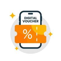 digital voucher on smartphone screen concept illustration flat design vector eps10. graphic element for infographic, landing page, empty state app or web ui, icon