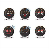 Cartoon character of halloween black candy with sleepy expression vector