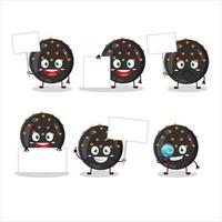 Halloween black candy cartoon character bring information board vector