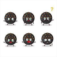 Cartoon character of halloween black candy with what expression vector