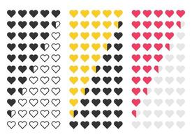 Heart rating icon set. Customer review. Vector illustration in flat style