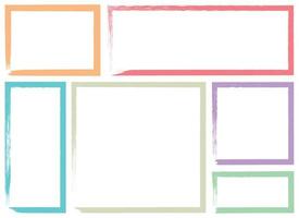 Colored grunge square brush. Rectangular frame. Vector set