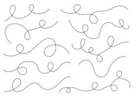 Hand drawn dotted curved line shape.  Curved line icon collection. Vector illustration isolated on white background