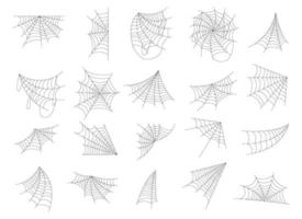 mano dibujado araña web icono conjunto aislado en blanco. negro Víspera de Todos los Santos telaraña vector ilustración