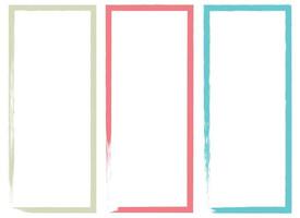 Colored grunge square brush. Rectangular frame. Vector set