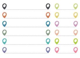 Route icon with pointer pin and dotted path vector set