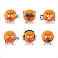 Halloween dangerous cartoon character are playing games with various cute emoticons vector