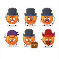 dibujos animados personaje de Víspera de Todos los Santos peligroso con varios piratas emoticones vector