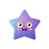 Estrela emoticon. fofa kawaii personagem. vetor ilustração png